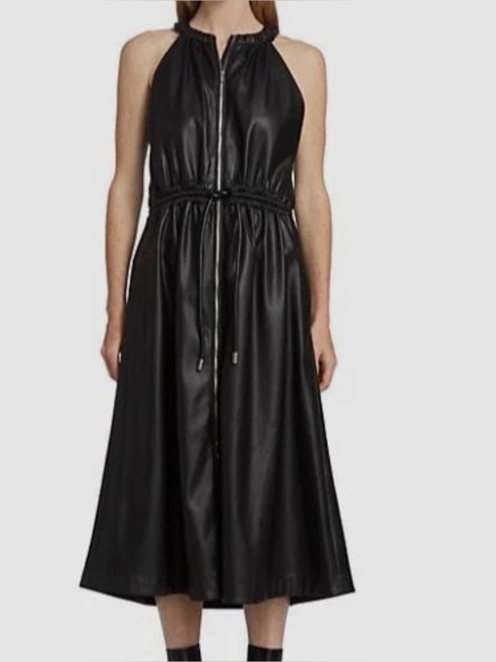 Proenza Schouler Black Faux Leather Sleeveless Zip-Front Dress